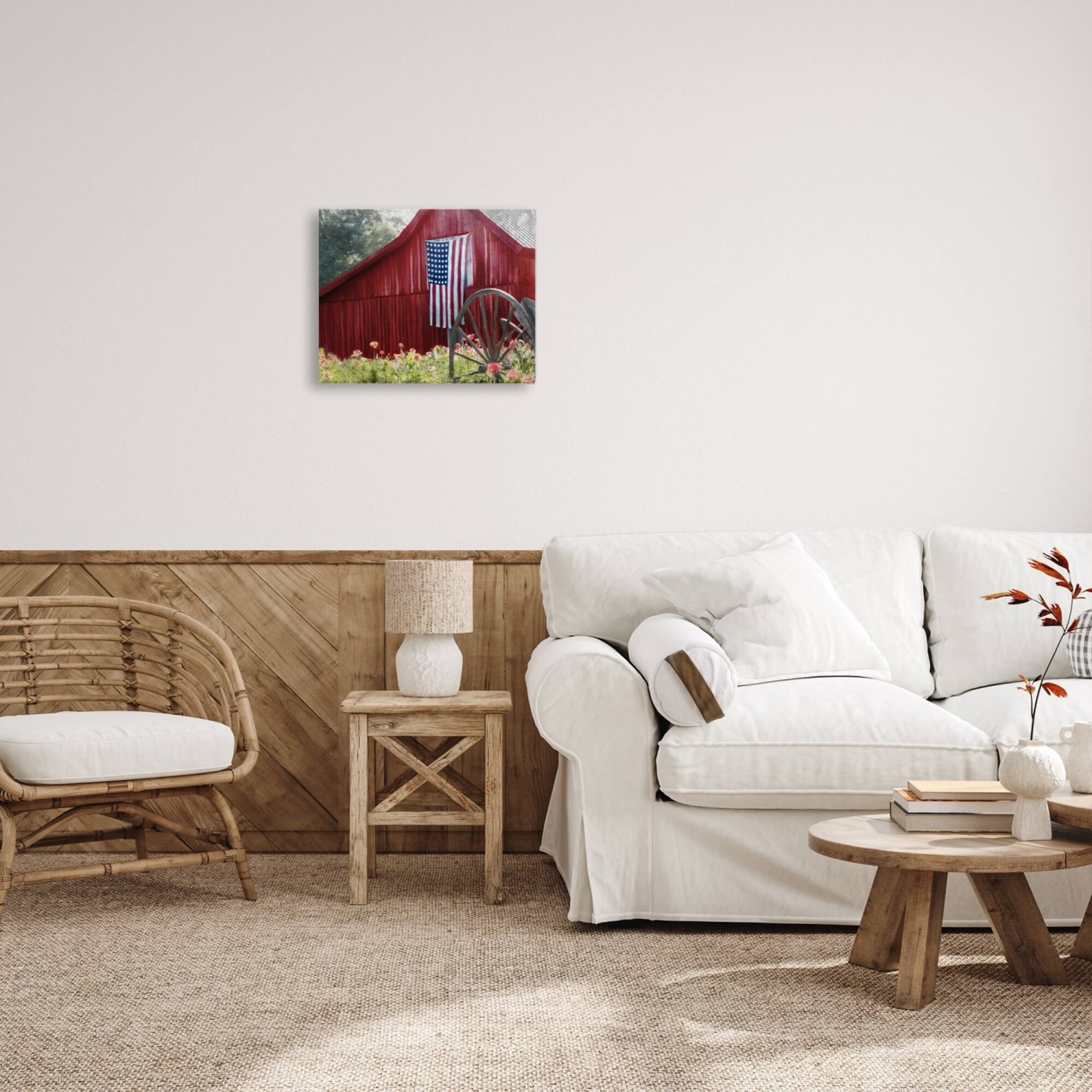 Stupell Industries Red Barn with American Flag Canvas Wall Art